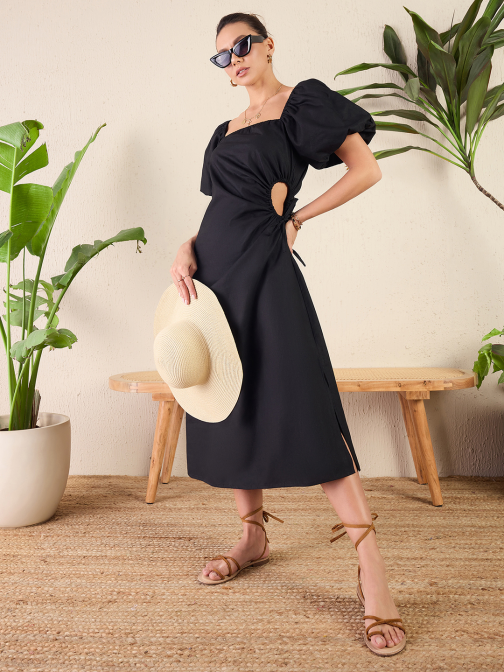 Little Wish - Cut-Out Cotton Poplin Midi Dress ? Chic & Breathable Fit