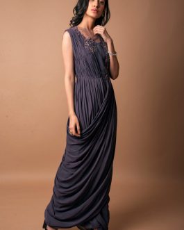 Little Wish - Violet Draped Saree Gown ? A Sophisticated Gown-Like Saree for Effortless Glamour