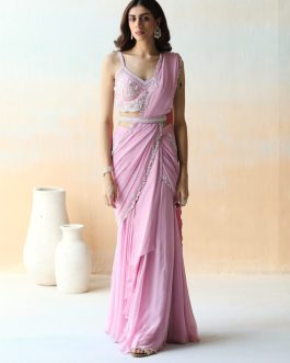 Little Wish - Lilac Pre-Draped Ruffle Saree Set ? Delicate and Feminine Look for Elegant Styling