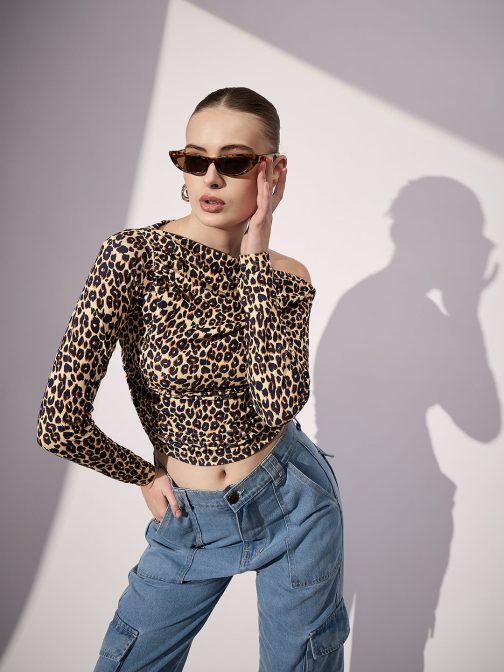 Little Wish - Stretchable Asymmetrical Ruched Top ? Trendy One-Sided Ruched Crop Top