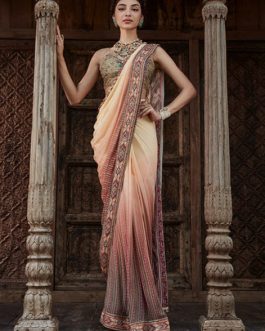 Little Wish - Shameen Ombre Pre-Draped Sari with Coordinated Blouse for a Gradient Effect