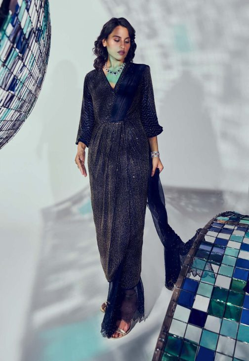 Little Wish - Navy Blue Vidia Saree ? Deep and Luxurious Tone for a Royal Saree Look
