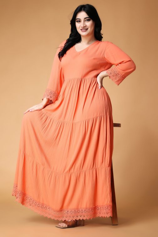 Little Wish - Solid Lace Flared Maxi Dress ? Vintage-Inspired Long Dress for Women