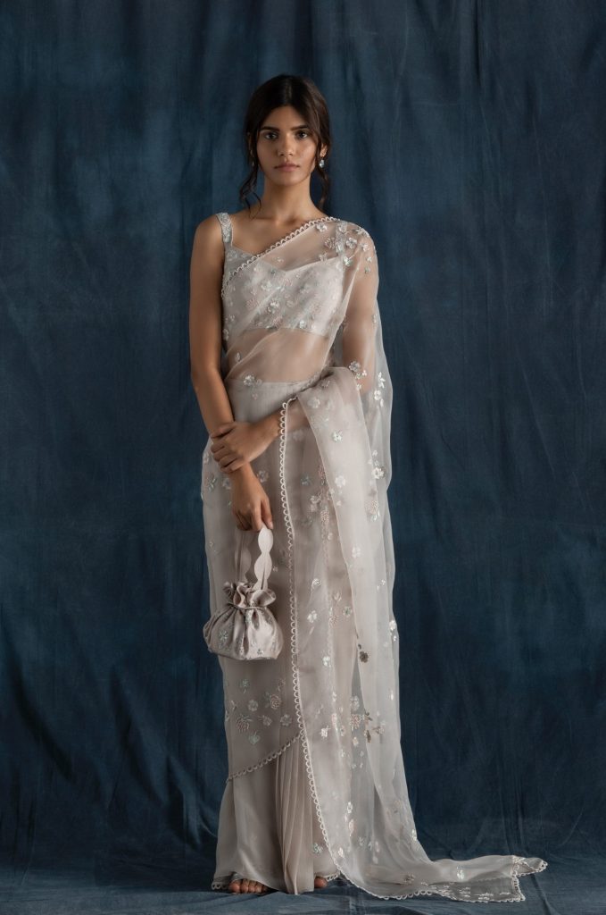 White Georgette Saree