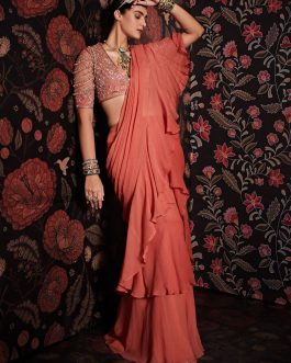 Little Wish - Shaili Pink Draped Saree and Blouse ? Soft and Elegant Pre-Stitched Drape for Easy Styling