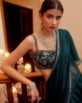 Little Wish - Teal Green Pre-Stitched Saree Set ? A Refreshing and Elegant Attire for Special Events