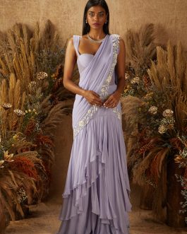 Little Wish - Pastel Purple Ariese Draped Saree Set ? A Dreamy and Delicate Saree for Graceful Styling