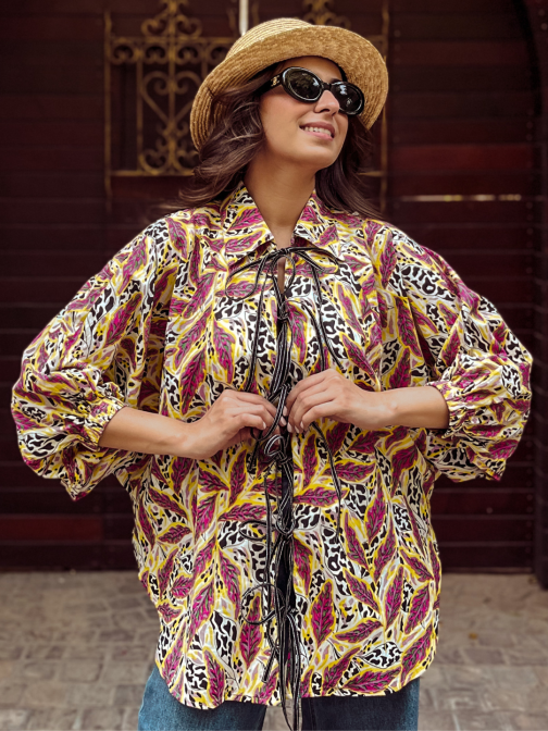 Little Wish - Printed Tie-Up Cotton Shirt ? Modern & Playful Design