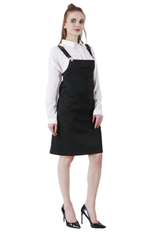 Little Wish - Black Solid Skirt Dungaree ? Trendy Pinafore Dress with Adjustable Straps