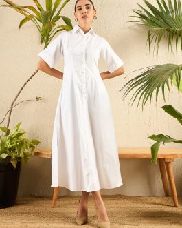 Little Wish - Fit and Flare Cotton Shirt Dress ? Classic & Everyday Wear