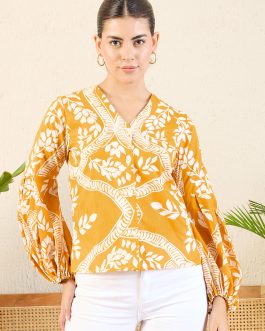 Little Wish - Printed Cotton Shirt with Balloon Sleeves ? Playful & Trendy