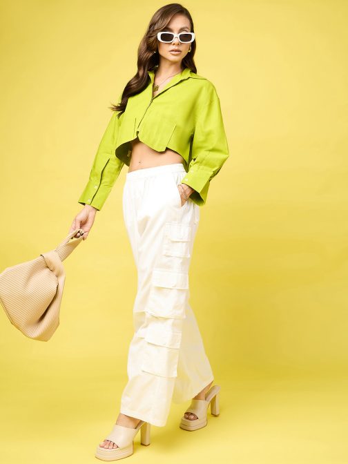 Little Wish - Cropped Cotton Shirt with Pocket ? Minimalist & Stylish