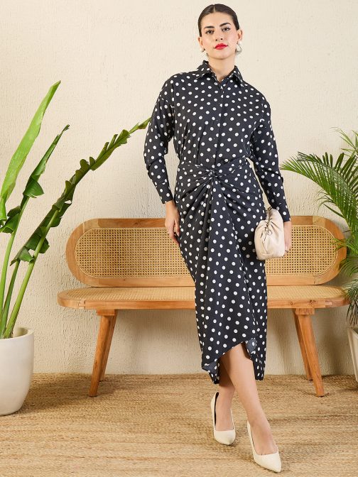Little Wish - Printed Shirt & Front Twist Skirt Co-Ord Set ? Unique & Chic