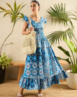 Little Wish - Ruffled Cotton V-Neck Maxi Dress ? Soft & Elegant Silhouette