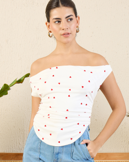 Little Wish - Printed Cotton Stretchable Draped Crop Top ? Soft Ruched Tie-Up Crop Top