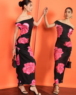 Little Wish - Off-Shoulder Drape Dress ? Stretchable & Feminine