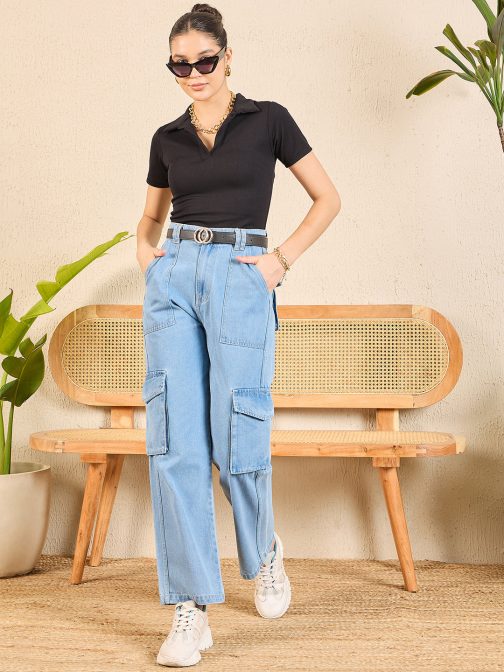 Little Wish - Ribbed Polo Bodysuit ? Slim Fit High Neck Button-Up Bodysuit
