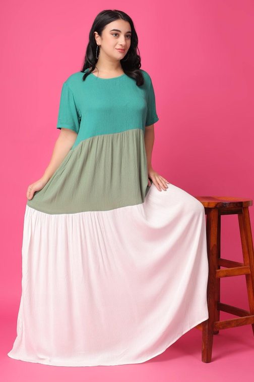 Little Wish - Green Solid Multilayered Dress ? Chic Tiered Ruffle Maxi Dress