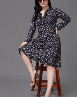 Little Wish - Leaves Printed Dress ? Tropical Leaf Print Flowy Summer Dress
