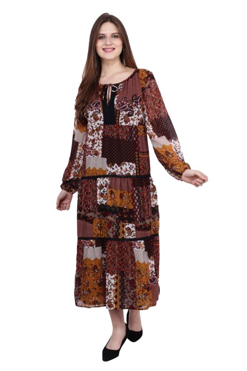 Little Wish - Patch Printed Dress ? Boho Chic Patchwork Style Maxi Dress