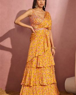 Little Wish - Yellow Daisy Frill Sari Set ? Fun and Playful Ethnic Look for a Unique Style