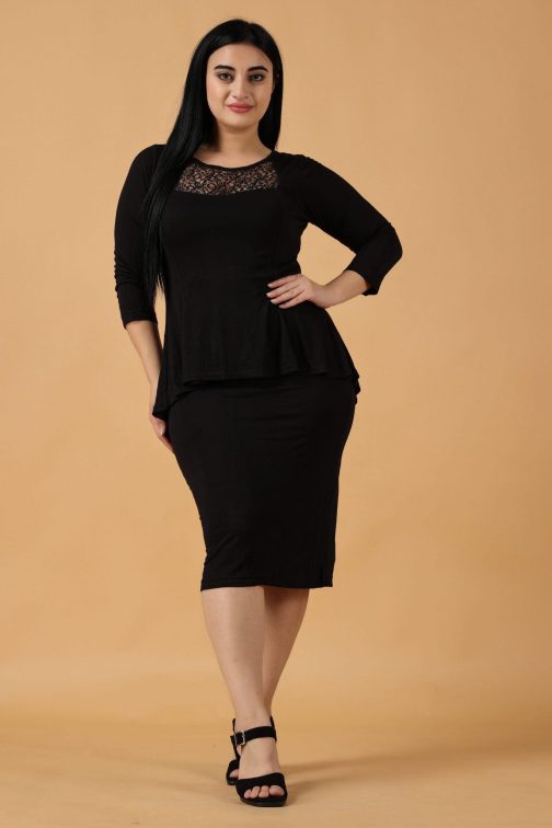 Little Wish - Solid Knitted Curvy Dress ? Stretchable Slim Fit Bodycon Dress