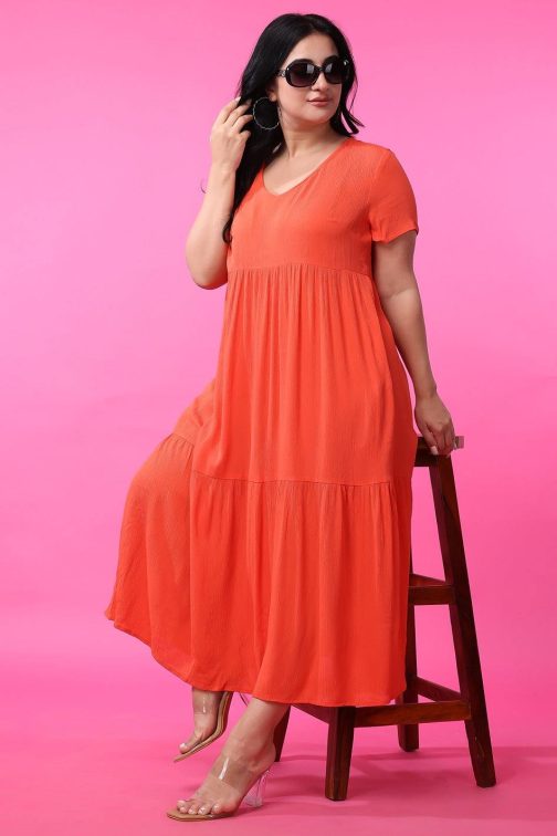 Little Wish - Solid Multilayered Dress ? Tiered Maxi Dress for Casual & Party Wear
