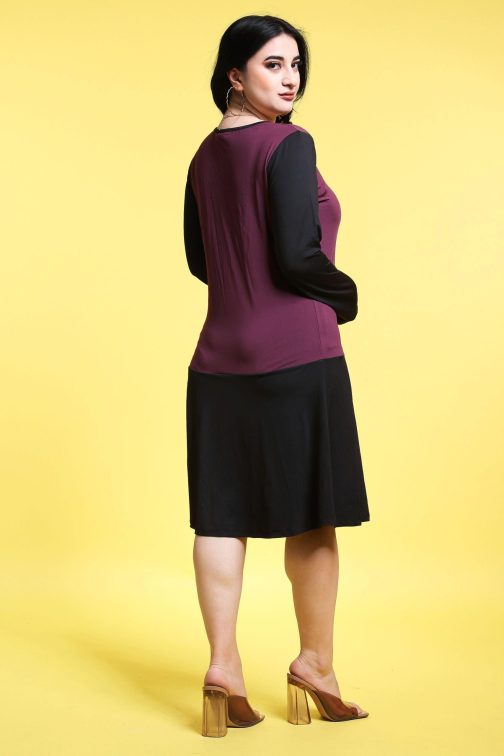 Little Wish - Two Tone Solid Dress ? Unique Color Block Fashion Dress