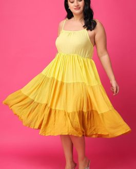 Little Wish - Yellow Solid Multilayered Midi Dress ? Flowy Tiered Summer Dress