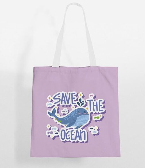 Stylish Cotton Tote – Ocean Life Theme for Women