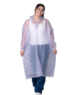 Packable Rain Poncho with Cute Raindrop Pattern – Lightweight Waterproof Rain Gear for Adults