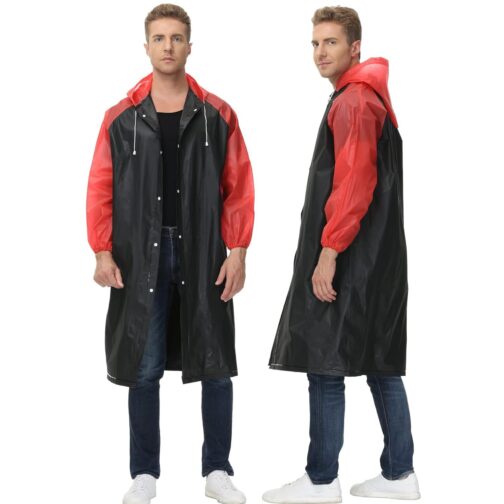 Transparent Hooded Poncho Raincoat – Waterproof Rain Jacket with Sleeves for Men & Women, Ideal for Travel & Camping