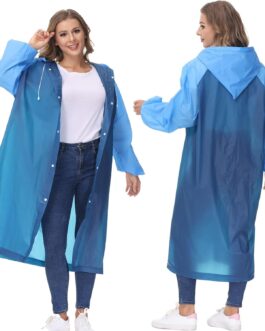 Portable Transparent Raincoat with Hood & Full Sleeves
