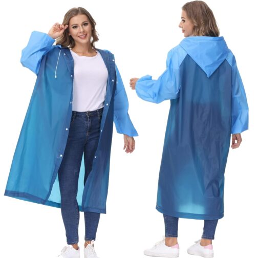 Portable Transparent Raincoat with Hood & Full Sleeves
