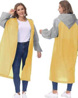 All-Weather Transparent Rain Poncho with Hood & Sleeves – Unisex Waterproof Jacket for Monsoon, Travel, Outdoor Use