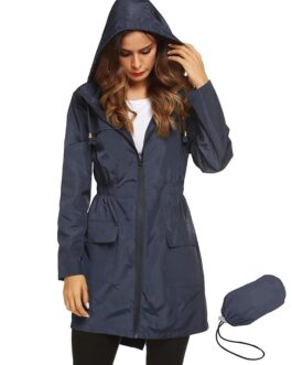 Navy Premium Waterproof Hooded Raincoat for Women