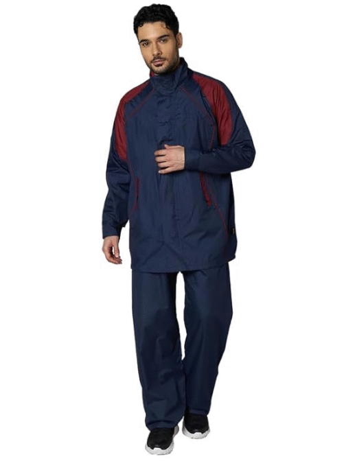 Men's Waterproof Bike Rider Raincoat – All-Weather Rain Suit with Adjustable Hood, Phone Pocket & Reflective Safety Strips