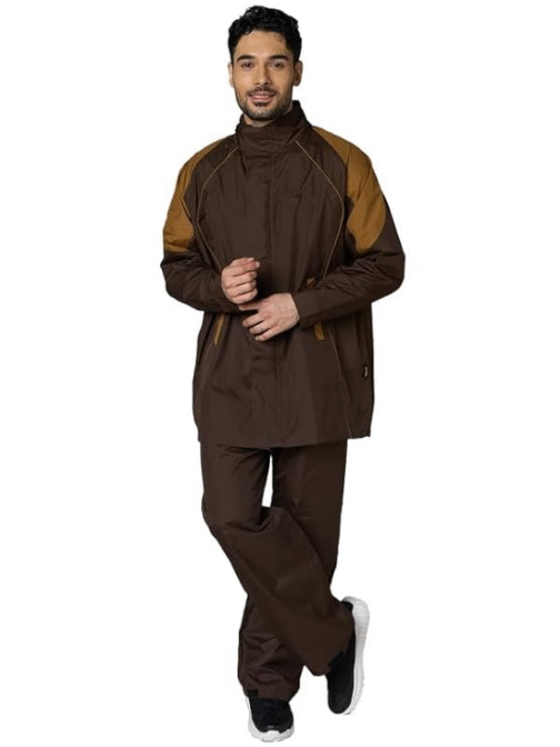 Heavy-Duty Men's Rainwear for Bikers – Windproof & Waterproof Jacket with Inner Mobile Pocket and Night-Reflective Panels