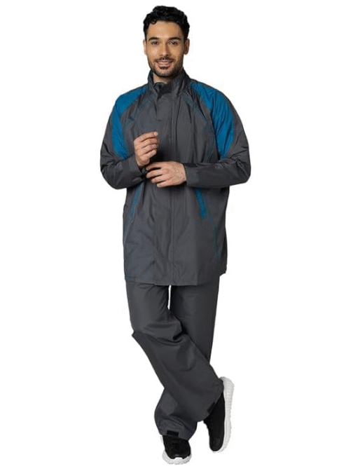 Men’s All-Season Waterproof Raincoat – Breathable Rainwear with Safety Reflective Tape, Adjustable Hood & Inner Storage