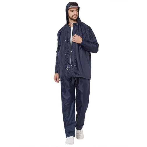 Men’s All-Weather Rain Coat by Waterfighter – Waterproof Hooded Jacket with Secure Inner Pockets | Ideal for Monsoon & Commuting