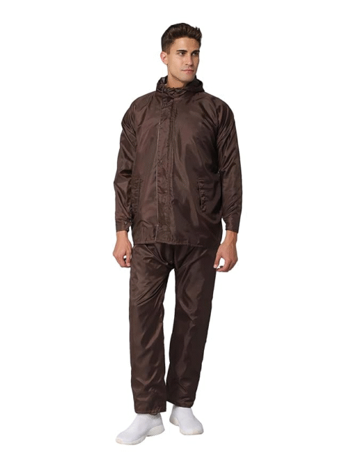 Heavy-Duty Waterproof Rain Suit for Men – Reversible Hooded Coat with Inner Phone Pocket & Durable Polyester Build