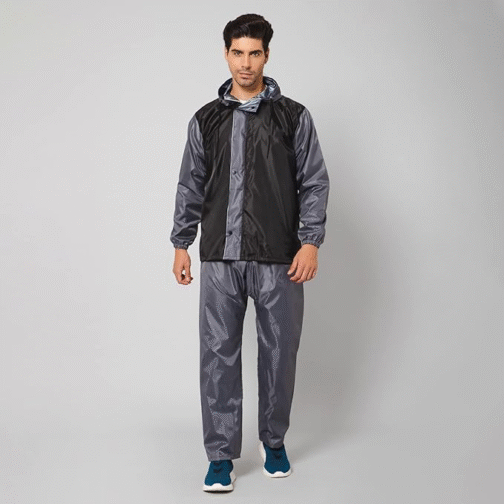 Luxury Waterproof Raincoat for Men – Dual Layer Polyester Rain Suit with Reversible Design, Hood & Inner Phone Pocket