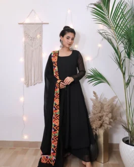 Designer Black Anarkali Dress for Navratri | Mirror Work Dupatta | Premium Festival Look