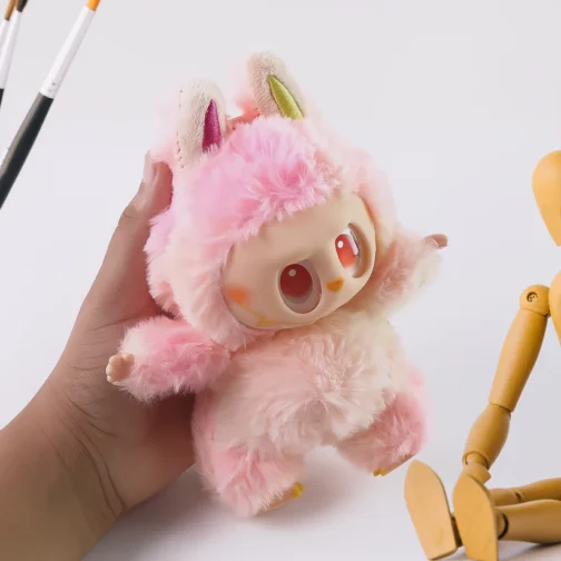 Collectible Pink Labubu Plush Keychain | Official The Monsters Cartoon Toy Charm for Bags & Keys - Image 3