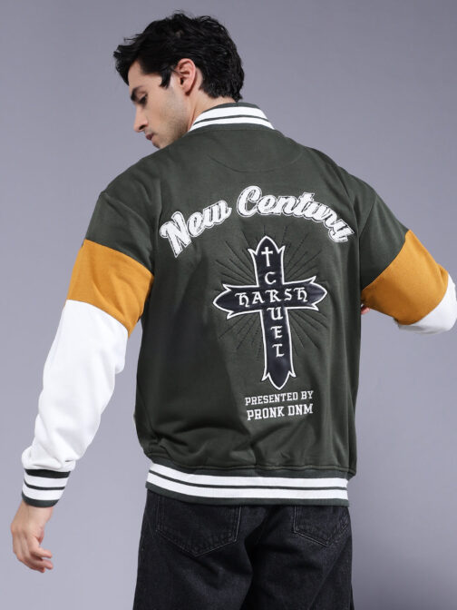 New Century Men Embroidered Varsity Bomber Jacket ? Trendy College Outfit - Image 2