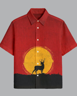 Red Printed Half Sleeve Shirt for Men Party Wear Street Style Fashion