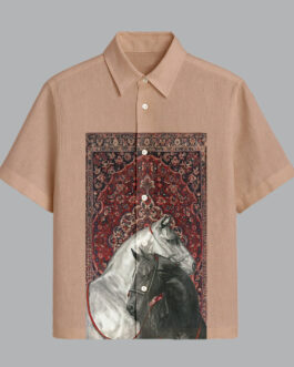 Coffee Printed Half Sleeve Shirt for Men Elegant Evening Wear