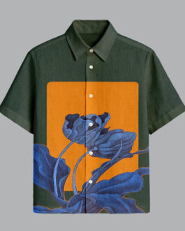 Dark Green Printed Half Sleeve Shirt for Men Bold Street Fashion