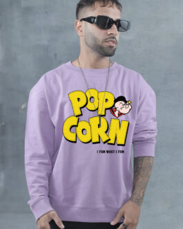 Pop Corn Men Drop Shoulder Premium Terry Sweatshirt ? Fun Casual Oversized Sweatshirt