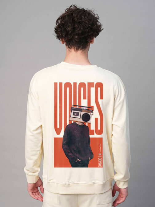 Voices Men Drop Shoulder Premium Terry Sweatshirt ? Artistic Graphic Streetwear Design - Image 2